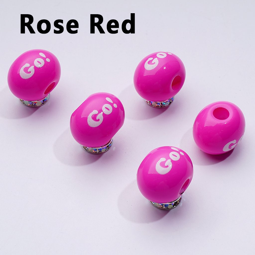 Mini Colorful Oval Beads with English Word Prints – Large Hole Acrylic, 13x15x20MM