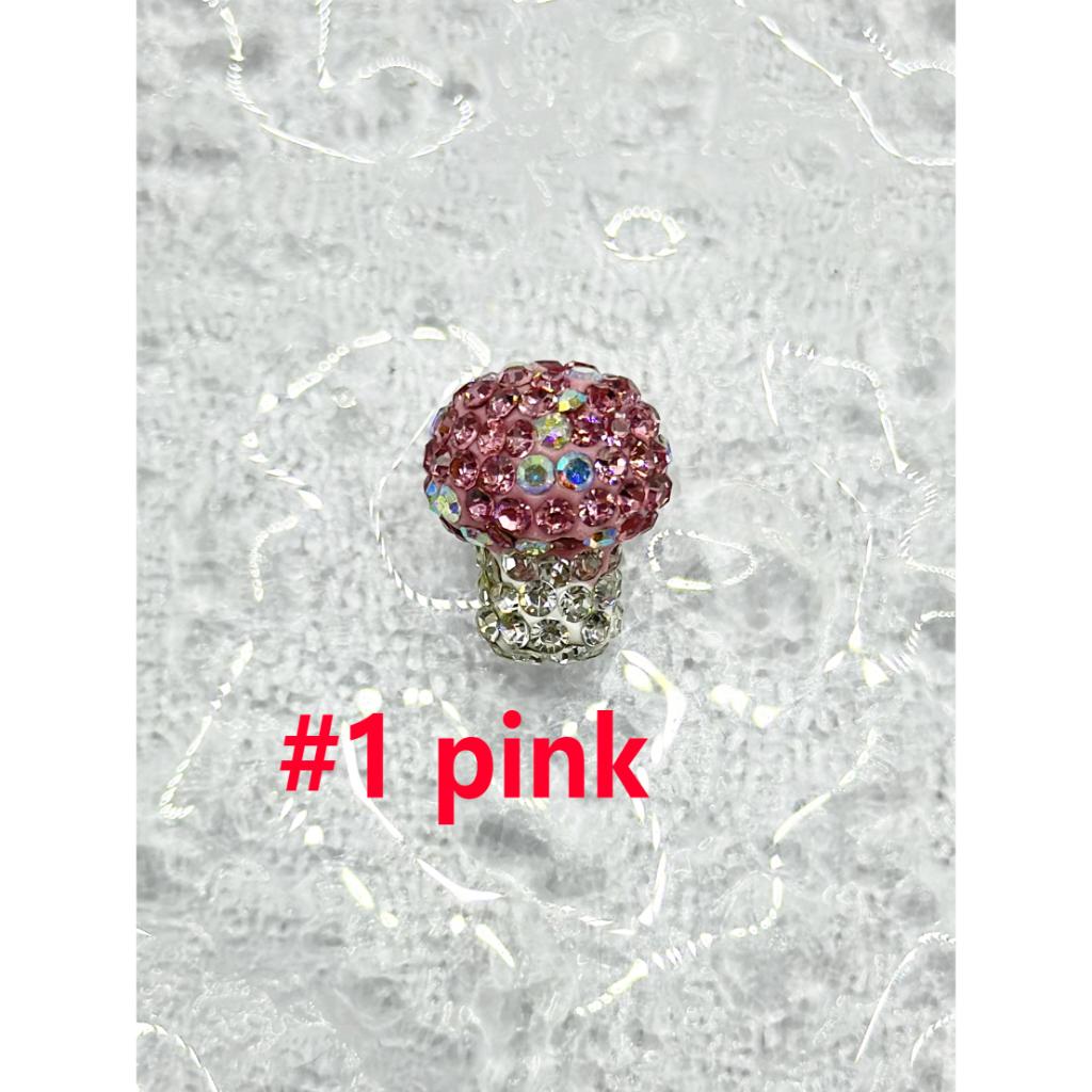 Mushroom Clear Rhinestone Colorful Clay Beads, Random Mix, 18MM