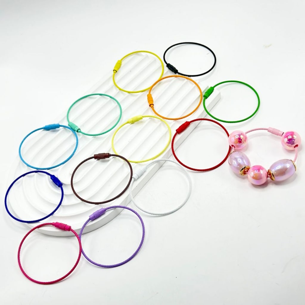 Beadable Metal Keychain Ring Loop in Solid Color, 1.5*150MM