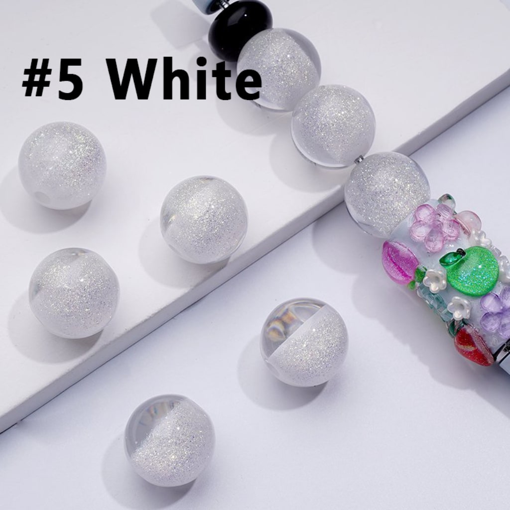Bling Bling Luminous Shiny Glitter Half Sugar Core Round Acrylic Beads, 12MM