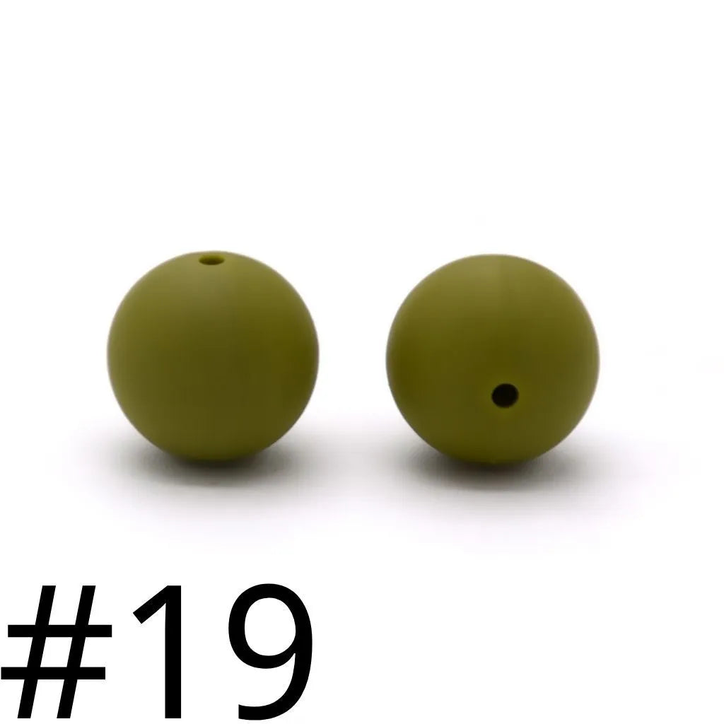 Silicone Beads, Solid Colors, 15 mm