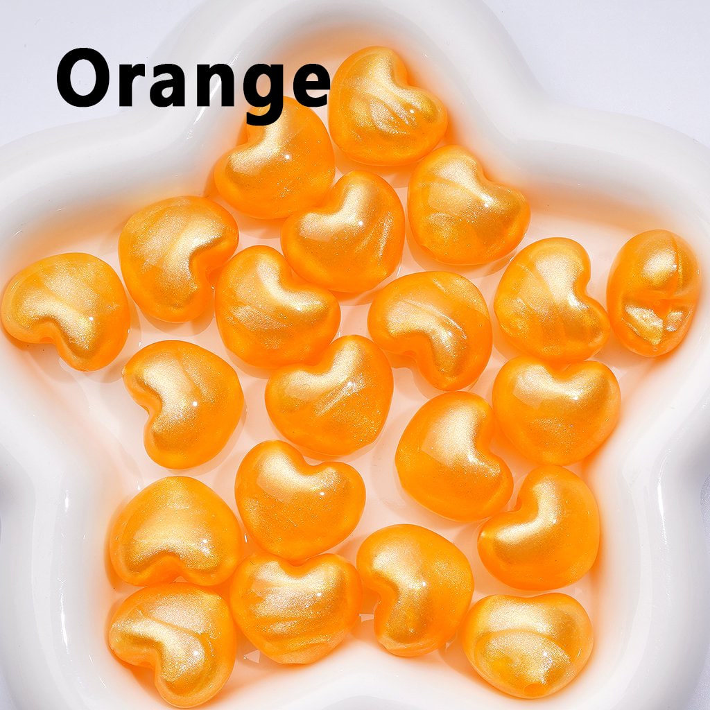 Glossy Multi-Color Heart Acrylic Beads – Vibrant Glitter Finish, Approx. 22 x 18MM