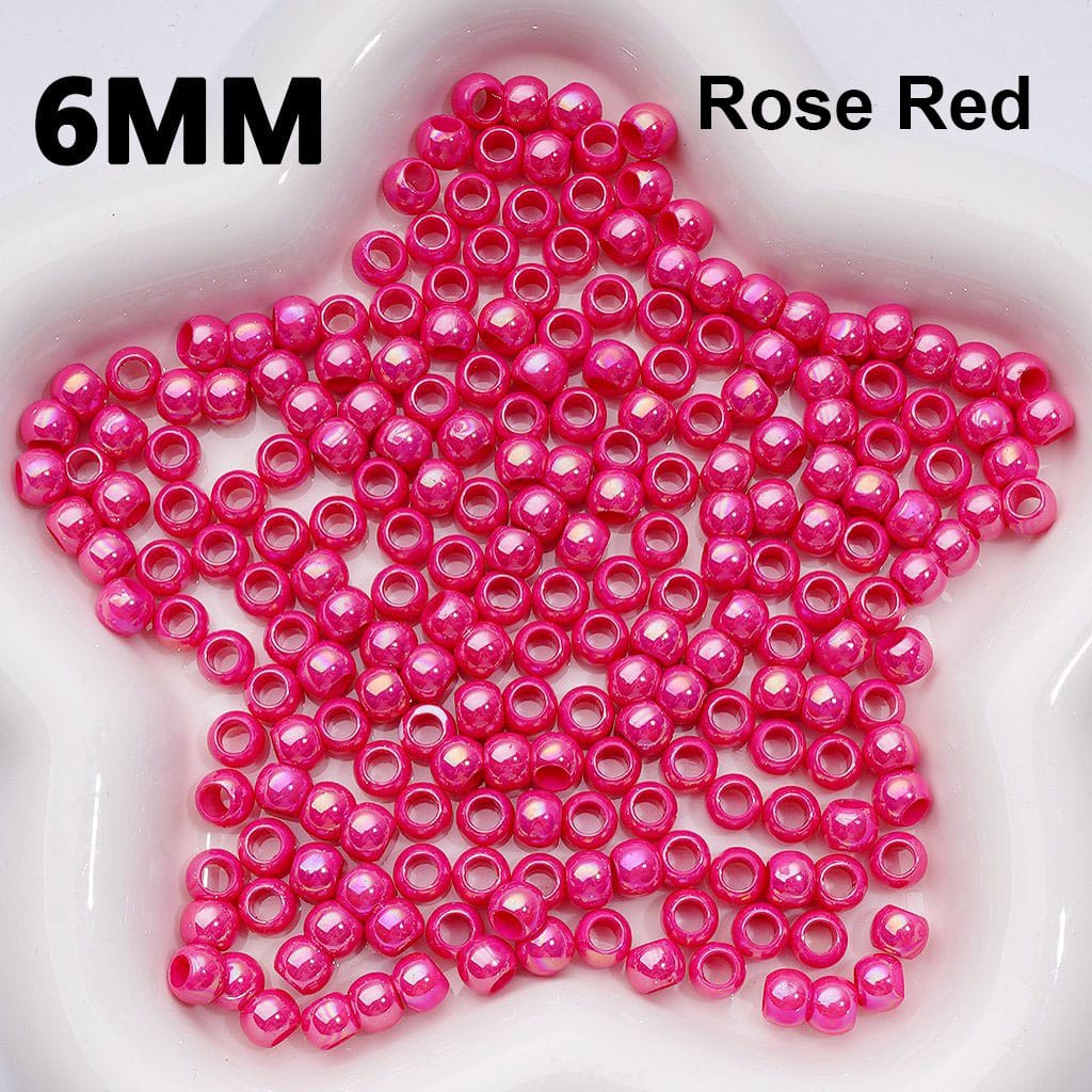UV Coating Mini Seed with Large Hole Round Acrylic Spacer Waist Beads for Jewelry Making 6MM Random Mix (Can be Used for Pen)