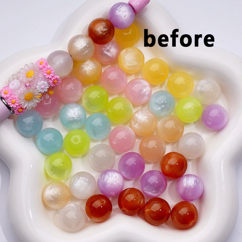 Dynamic Light-Responsive Round Acrylic Beads with Color-Changing Effect, 14MM