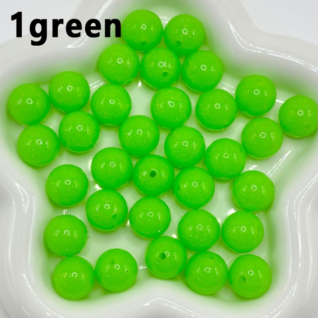 Jelly Color Round Glittery Silicone Beads, 15MM
