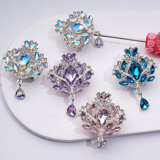 Shiny Rhinestones Delicate Fancy Silver Alloy Flower Bouquet with Cute Butterflies Hearts Snowflakes Clay Beads Pendants, Around 37*40MM
