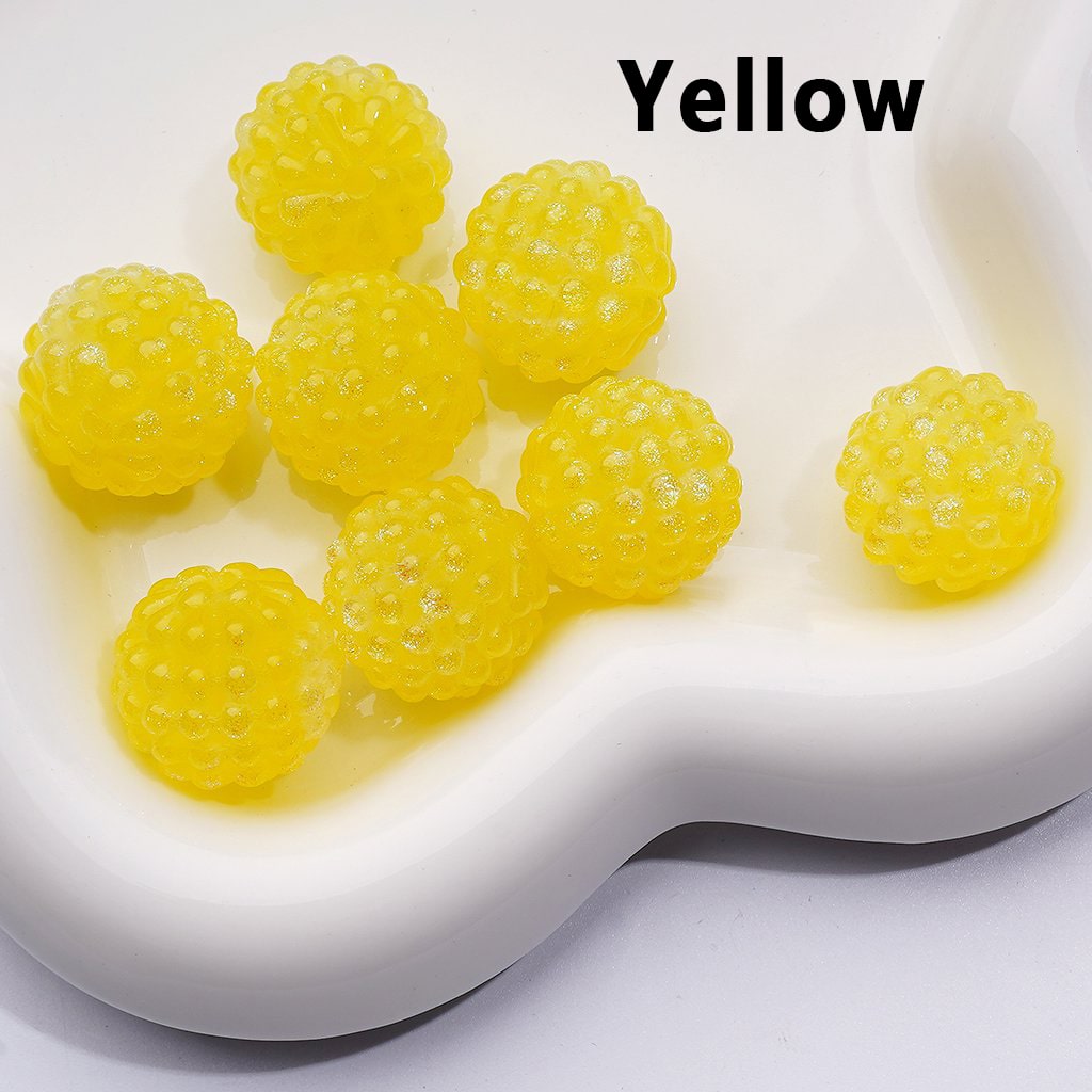 Vibrant Multi-Color Glitter Waxberry Resin Acrylic Beads with a Lustrous Shine, Around 18MM