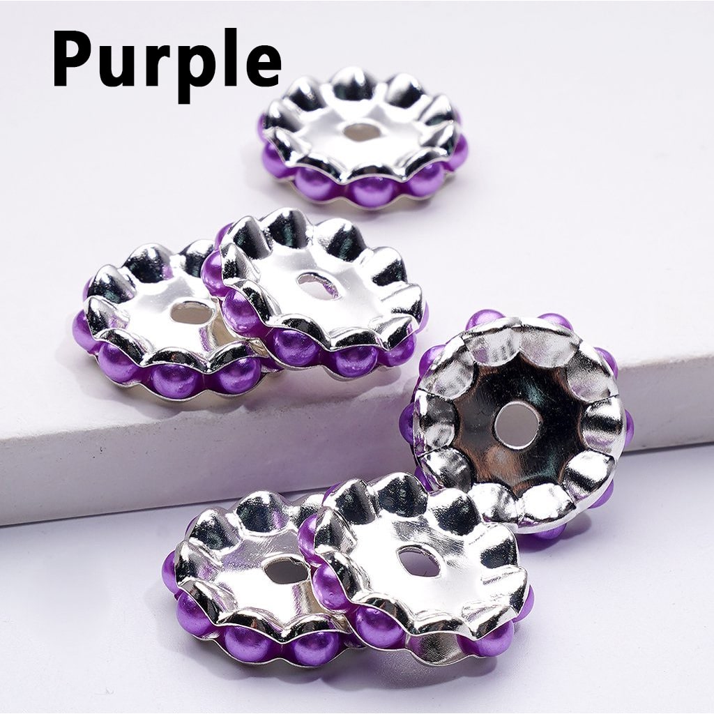 Wavy Silver Metal Spacer – Vibrant Multi-Color Pearls, 15MM