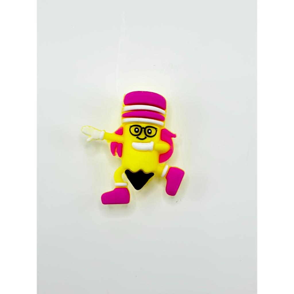 Pencil 3D Yellow Silicone Focal Beads