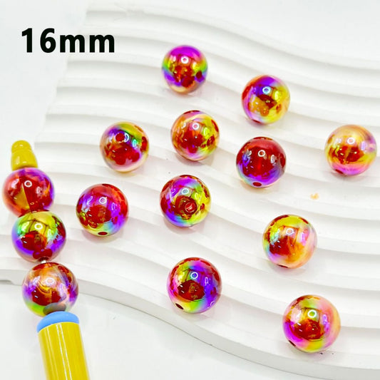 Round UV Finish Brown Color Shiny Acrylic Beads, 16MM