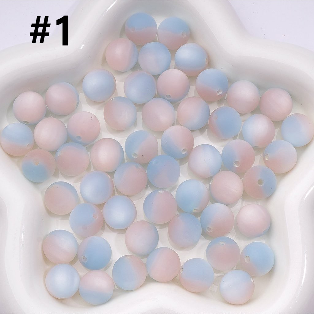Charming Dual-Tone Cat Eye Acrylic Beads – Frosted Matte Round Design, 12MM