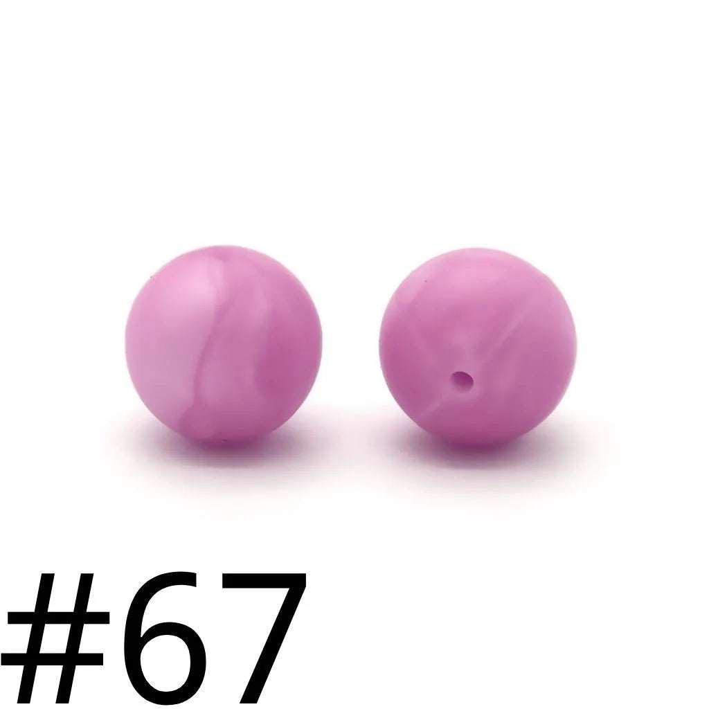 Silicone Beads, Solid Colors, 15 mm
