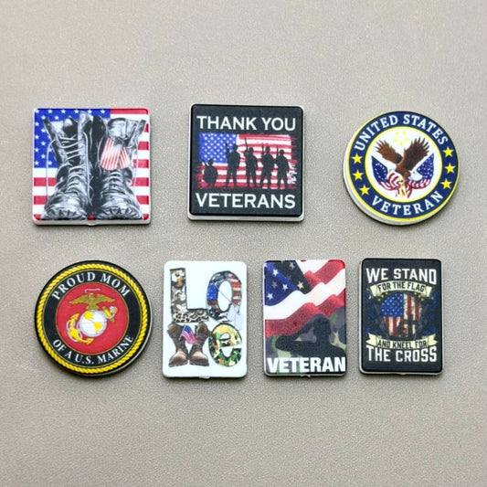 Patriotism USA America National Flag Silicone Focal Beads, Random Mix