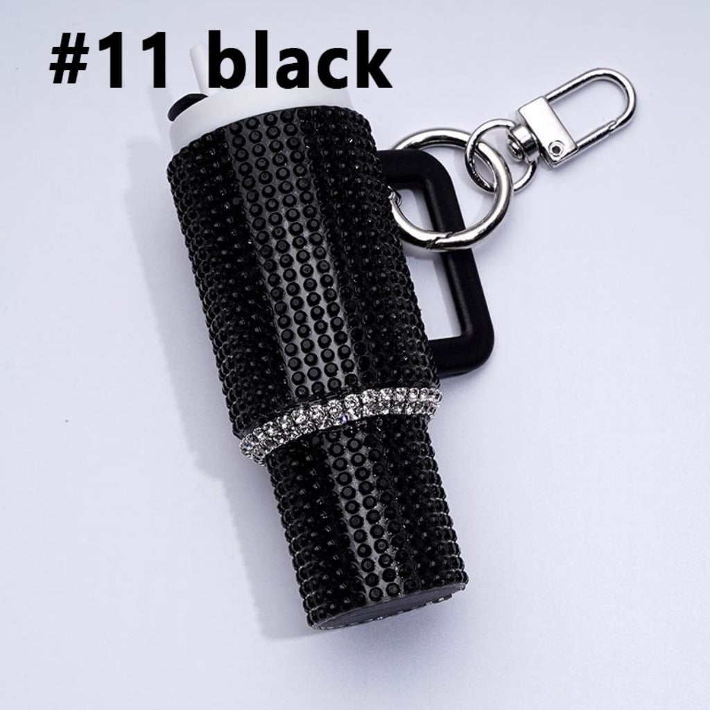 Rhinestones Bling Bling Mini Colorful Tumbler Chapstick Holder, Stanley Keychain Chapstick Holder, Size 10*5*3cm
