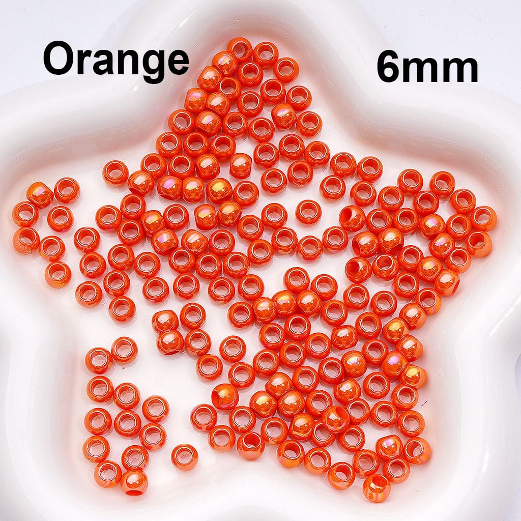 UV Coating Mini Seed with Large Hole Round Acrylic Spacer Waist Beads for Jewelry Making 6MM Random Mix (Can be Used for Pen)