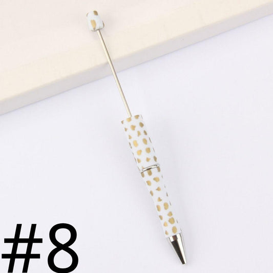 Gold Dots with White Floral Printed Beadable Pens Number 8