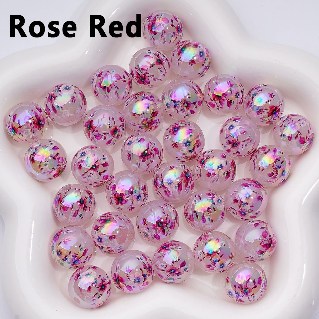 Charming Jelly-Colored Plum Blossom Beads – 16MM Acrylic with UV Shine
