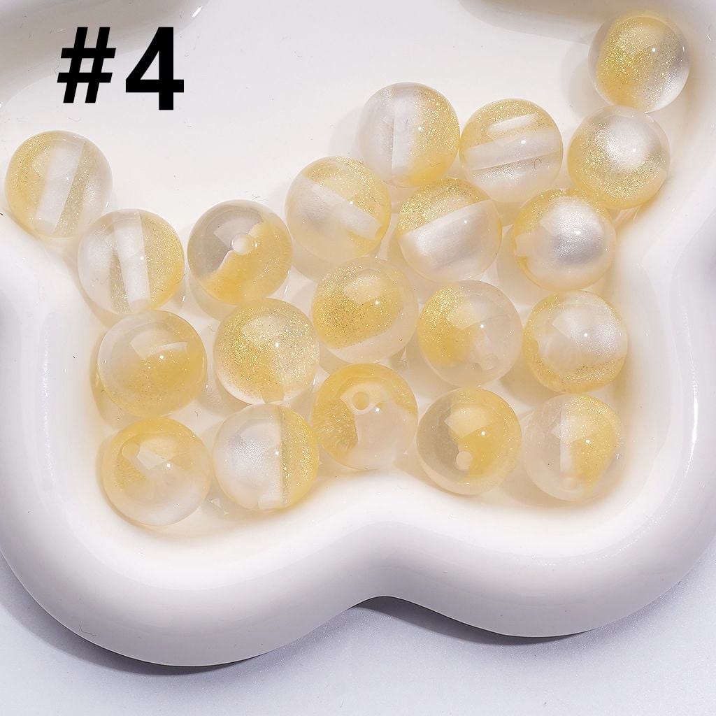 Dazzling Double Color Cat Eye Acrylic Beads with Shiny Gold Glitter, 16MM