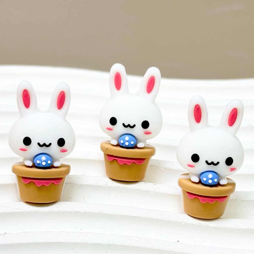 White Bunny Rabbit 3D Mini Cute Silicone Focal Beads