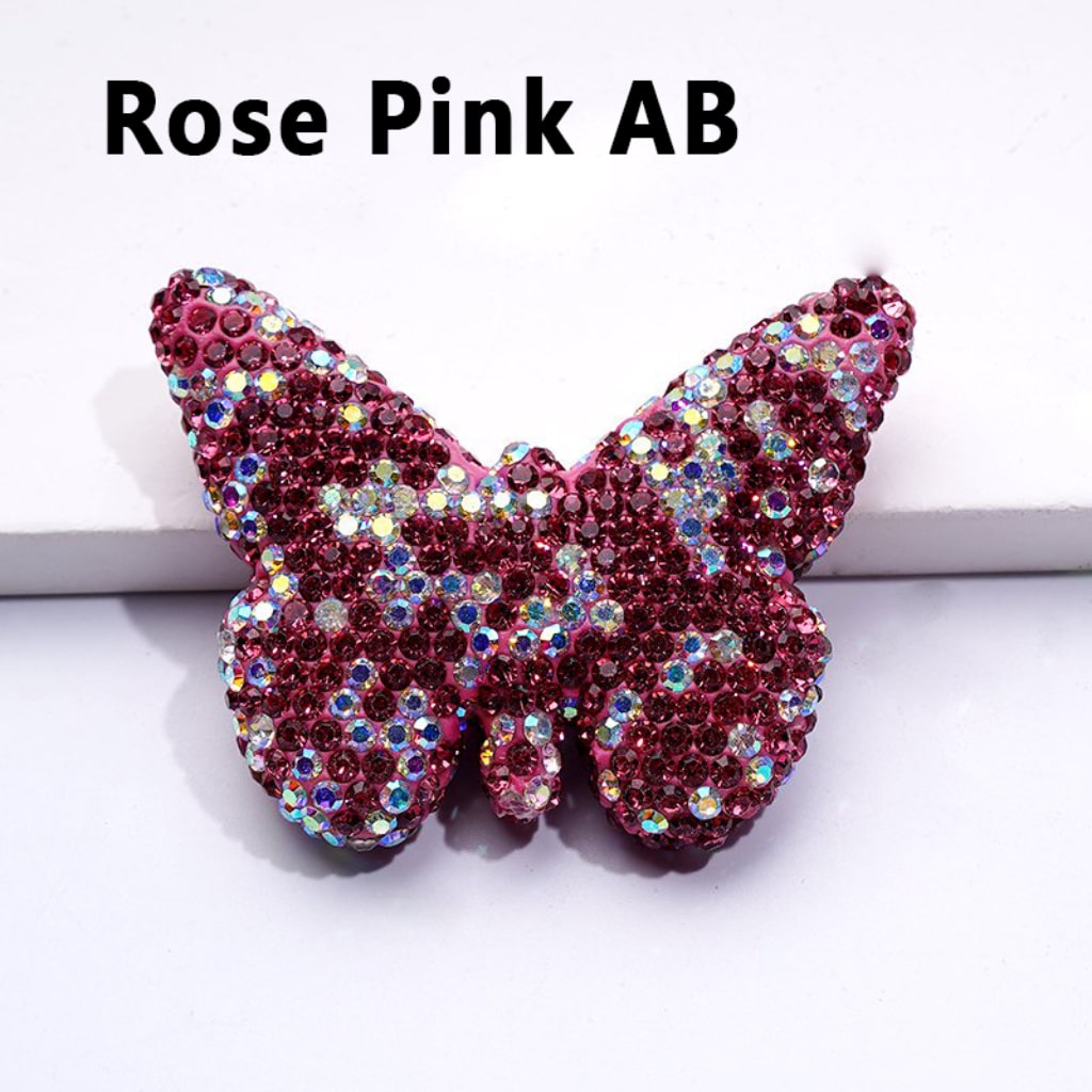 Elegant Multi-Color Butterfly Clay Beads Adorned with Sparkling Rhinestones Approx. 54x41MM