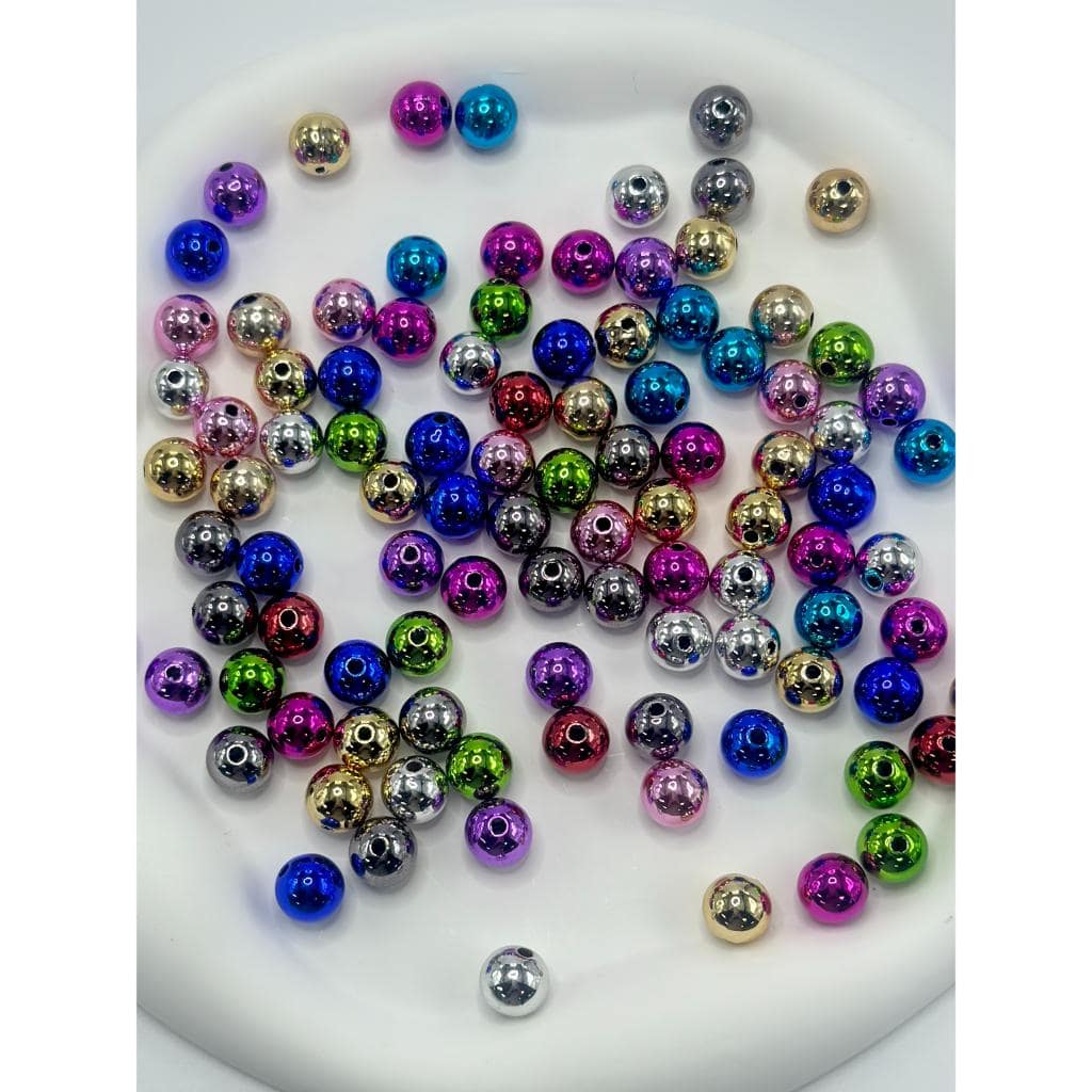 Mixed Size Round Metallic Look Acrylic Waist Beads for Jewelry Making 8mm, 10mm, 12mm, 14mm Random Mix