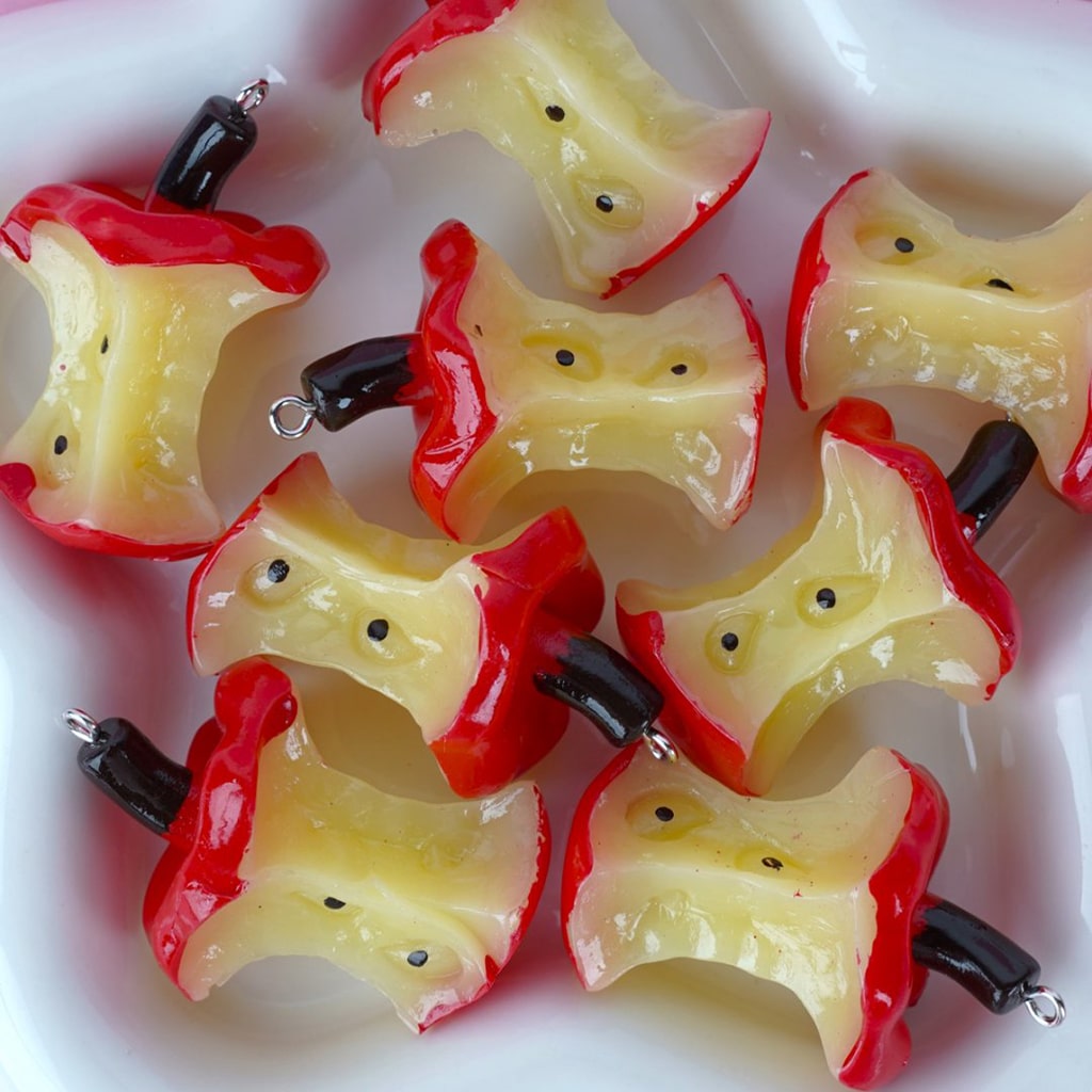 Vivid Cute Apple Core Pendants Accessories, Around 44*27MM