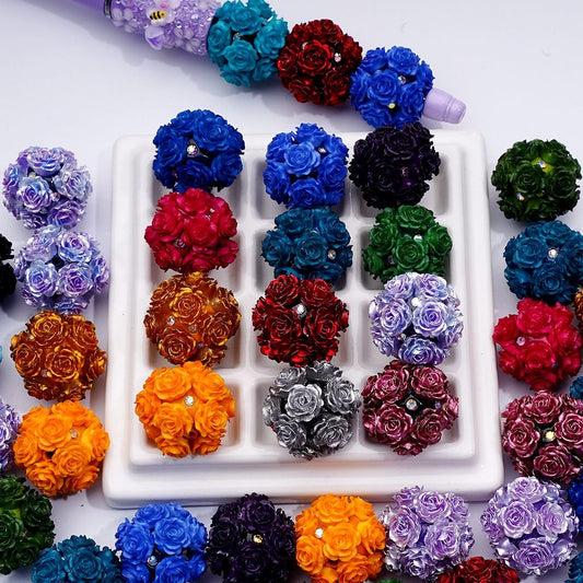 Soft Flower AB Rhinestones Round Clay Beads Dark Color Series 23MM Random Mix