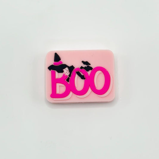 Halloween Pink Boo Rectangle Silicone Focal Beads