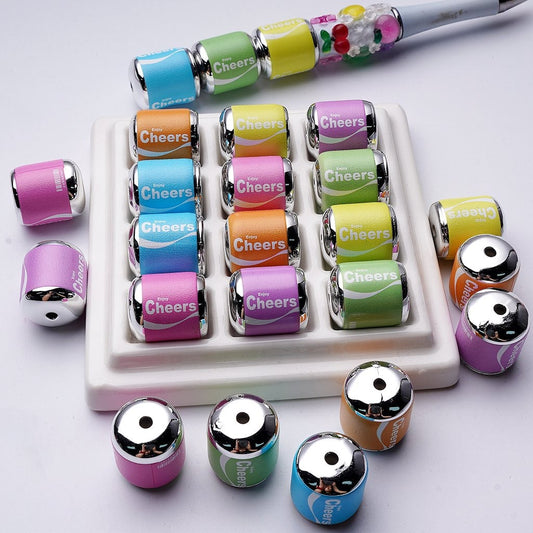 Drink Can Acrylic Beads – 18x22MM 'Enjoy' & 'Cheers' Designs in Multicolor and Random Mix