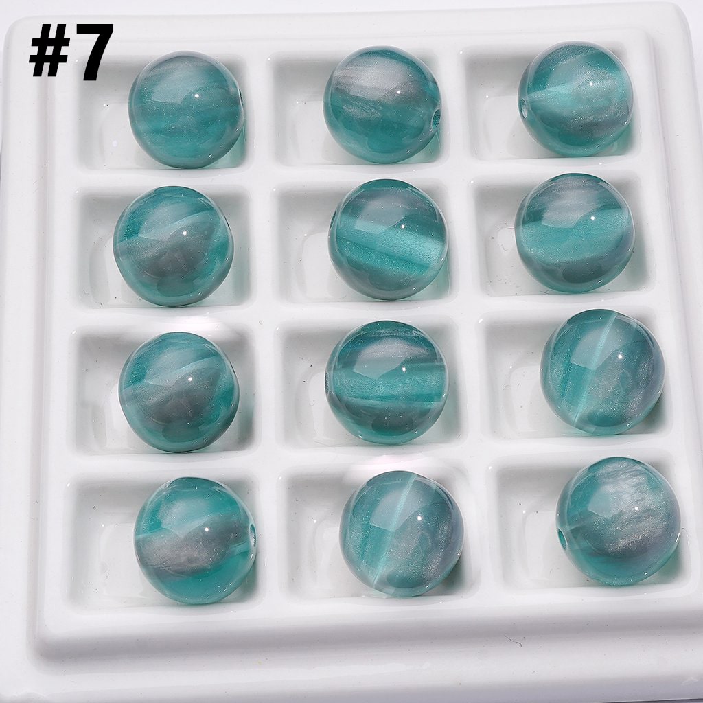 Cat Eye Acrylic Beads – 16MM Round Multicolor Laser Effect for Jewelry & Craft Projects