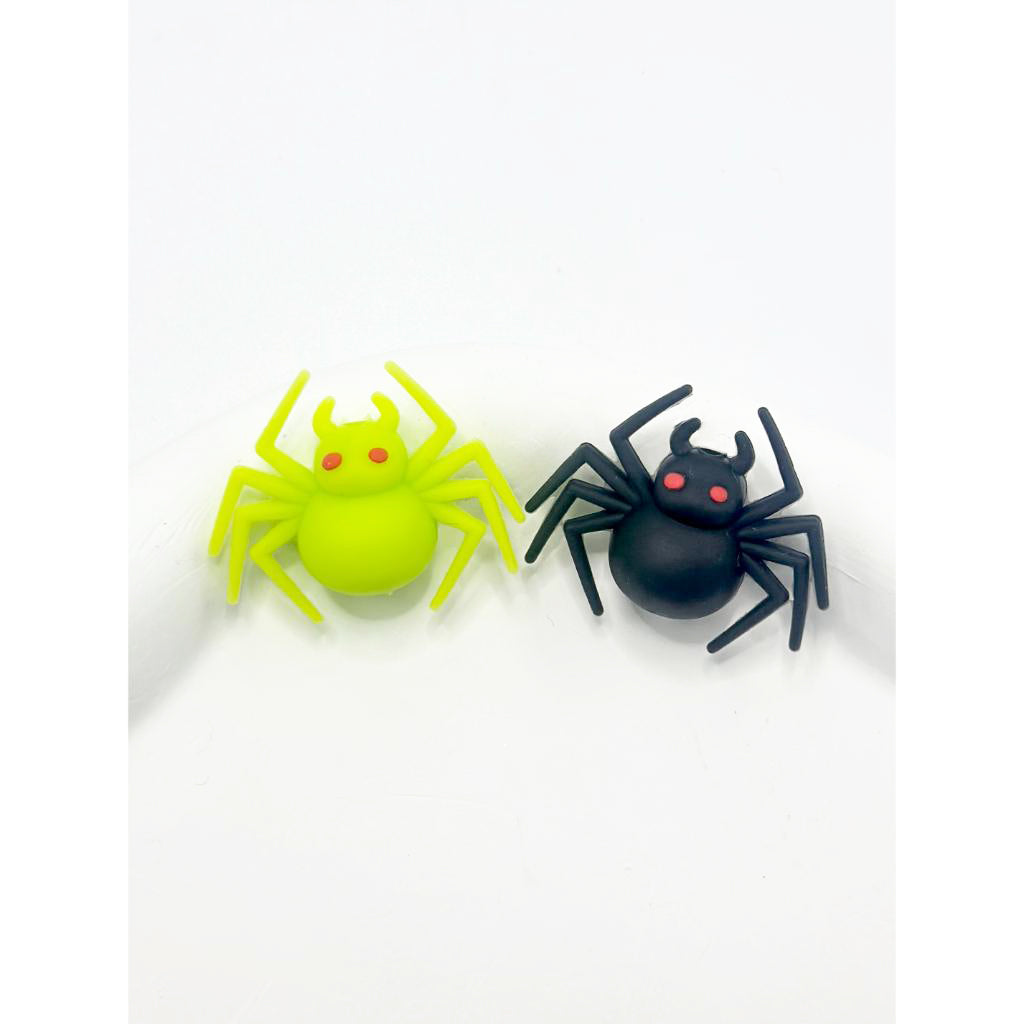 Mini 3D Spider Beads with Red Eyes Green and Black Color Spider Silicone Focal Beads