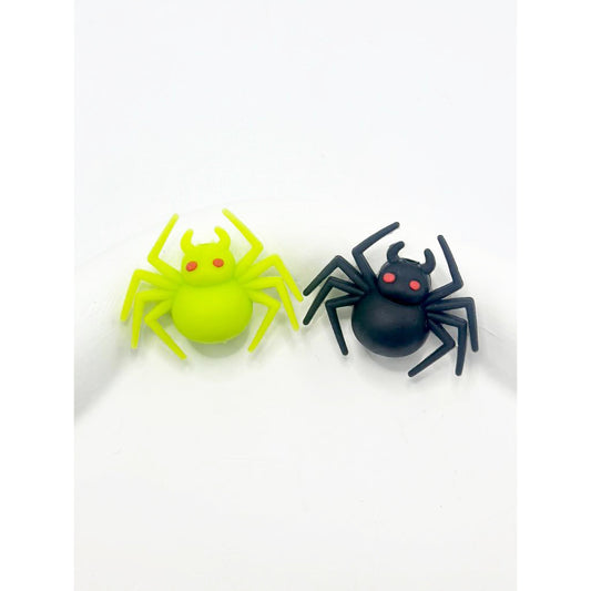 Mini 3D Spider Beads with Red Eyes Green and Black Color Spider Silicone Focal Beads