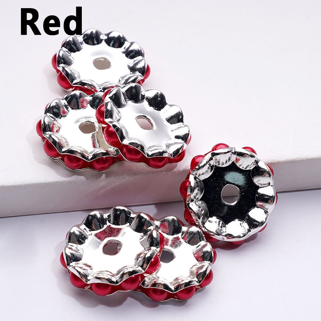 Wavy Silver Metal Spacer – Vibrant Multi-Color Pearls, 15MM