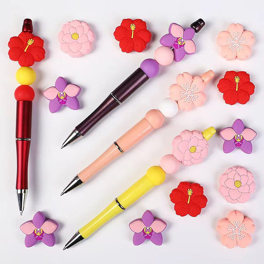 3D Cute Flower Shape Designs Silicone Focal Beads Random Mix