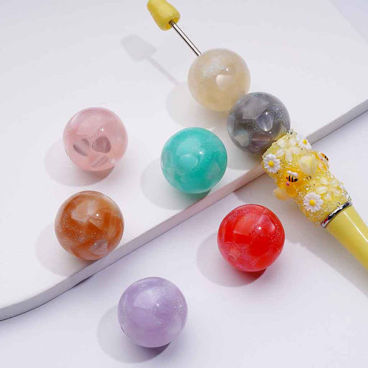 Acrylic Beads with Glitter & Heart Inside, 20mm, WM, Please Read the Description