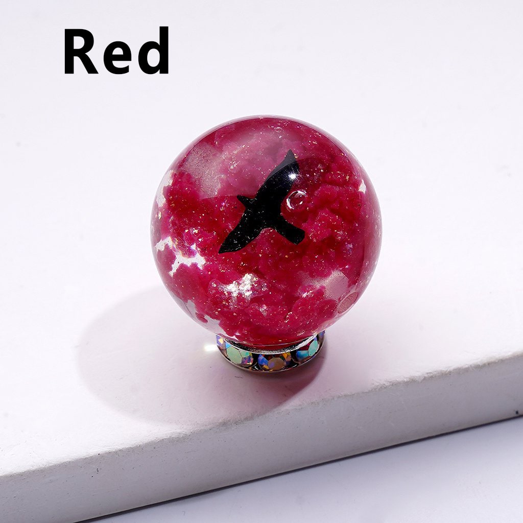 Luminous Multi-Color Glitter Clouds Inside Cute Bird Clear Round Acrylic Beads, 20MM