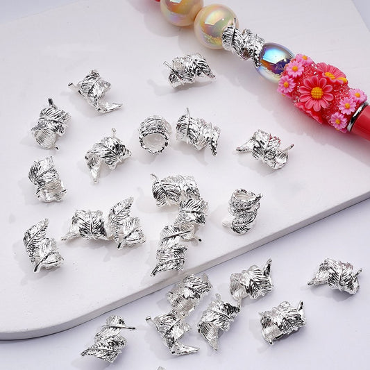 Banana Leaf Beads Silver Alloy Large-Hole Charms, Jewelry Accessories, 10*16MM