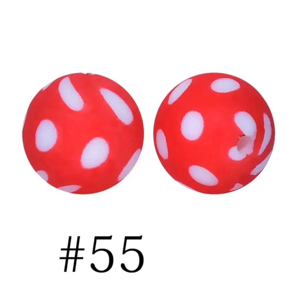 Round Printed Silicone Beads 15 mm