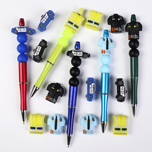 3D Police Series Uniform & Police Car Design Silicone Focal Beads