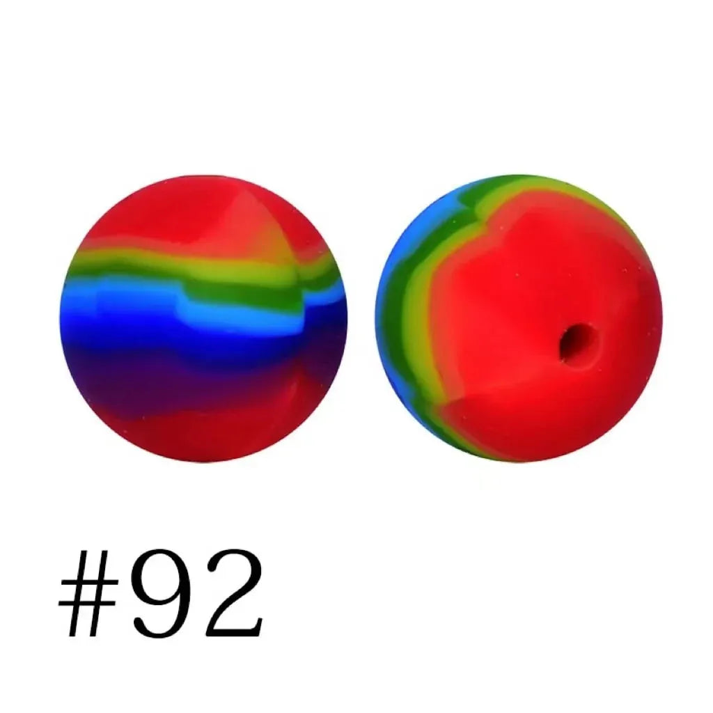 Round Printed Silicone Beads 15 mm