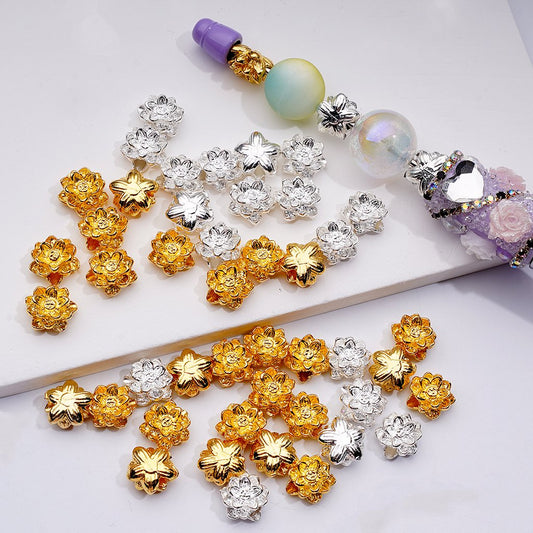 Lotus Flowers Beads  Fancy Gold Alloy Jewelry Accessories 10MM