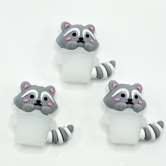 Raccoon Procyon Lotor in a Bucket 3D Cute Silicone Focal Beads