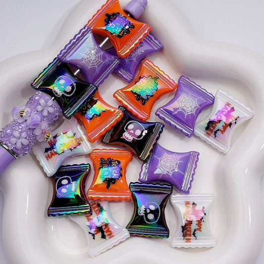 UV Coating Candy Sweet Halloween Series Acrylic Beads 25*20MM Random Mix