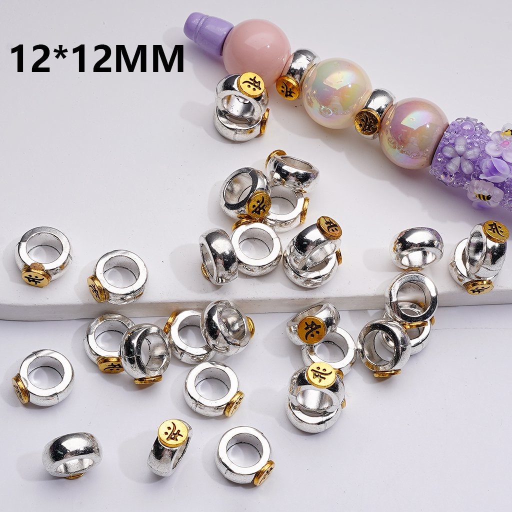 Jewelry Accessories Silver Alloy Ring 12MM with Large Hole Spacer Beads