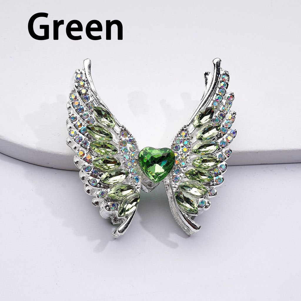 Exquisite Fancy Silver Alloy Angel's Wings Beads with Shiny Rhinestones, 46*50MM, Random Mix