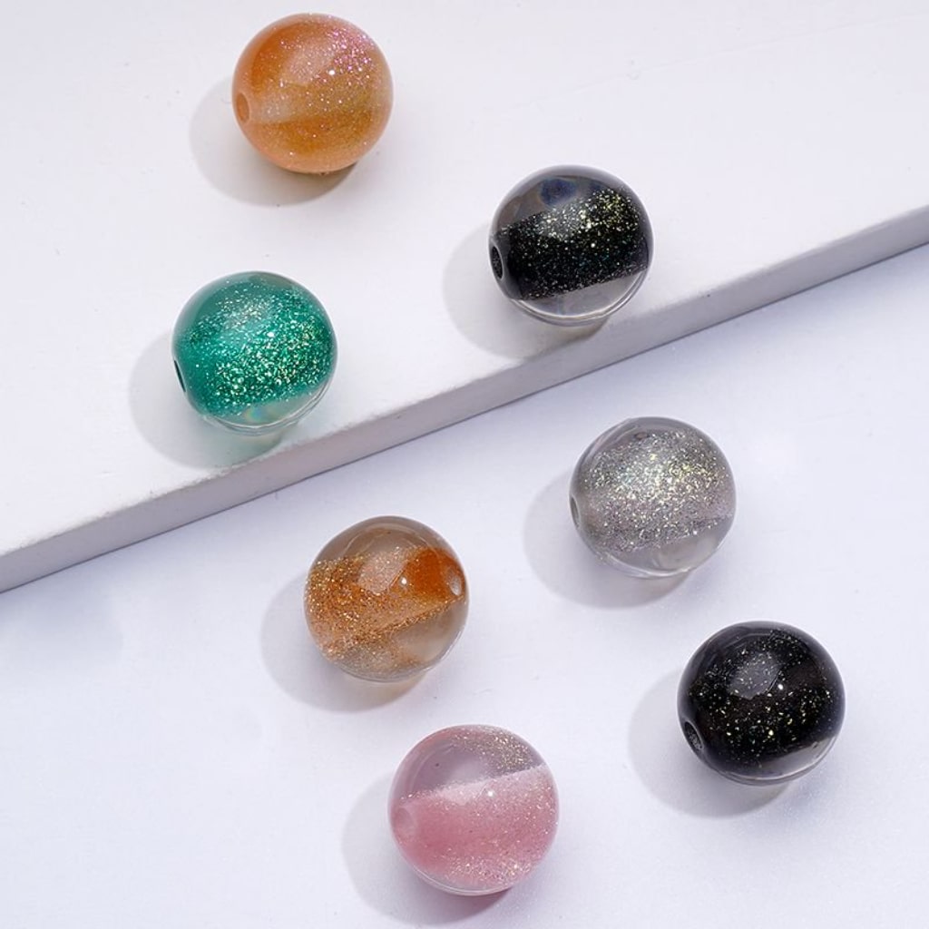 Glitter Galaxy Bling Bling Half Sugar Core Colorful Round Acrylic Beads, 12MM