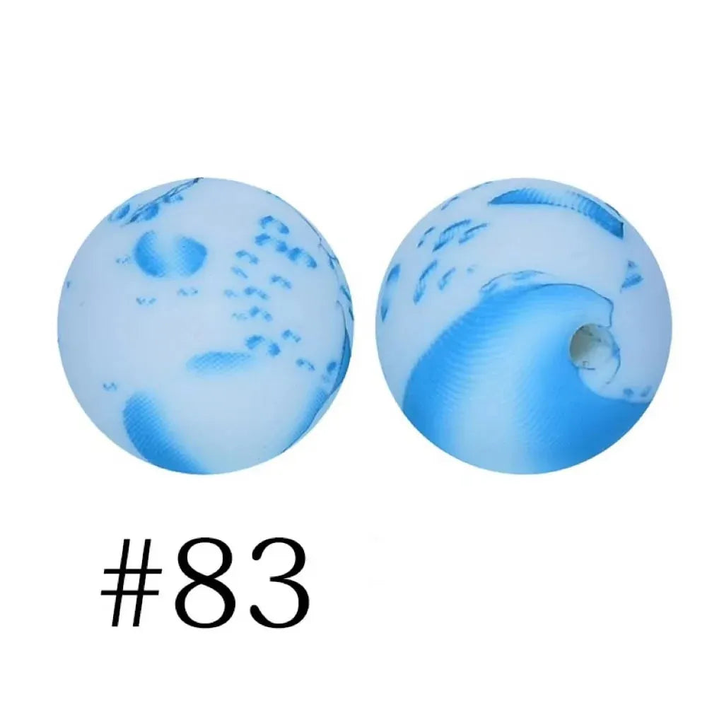 Round Printed Silicone Beads 15 mm