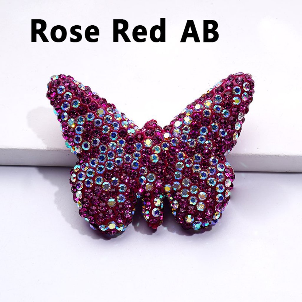 Elegant Multi-Color Butterfly Clay Beads Adorned with Sparkling Rhinestones Approx. 54x41MM
