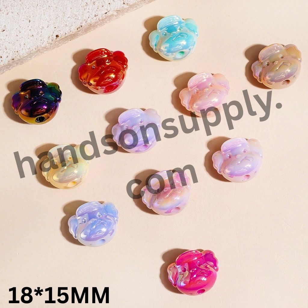 UV-Coated Playful Boy Portrait in Stylish Hat Acrylic Beads, 18*15MM, Multi-Color Random Mix