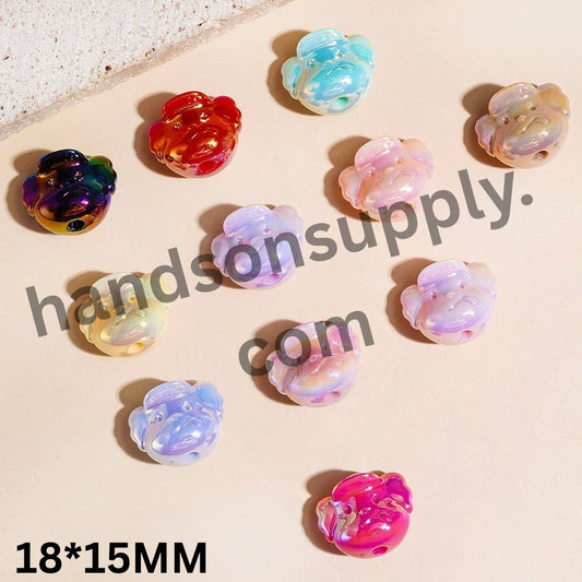 UV-Coated Playful Boy Portrait in Stylish Hat Acrylic Beads, 18*15MM, Multi-Color Random Mix